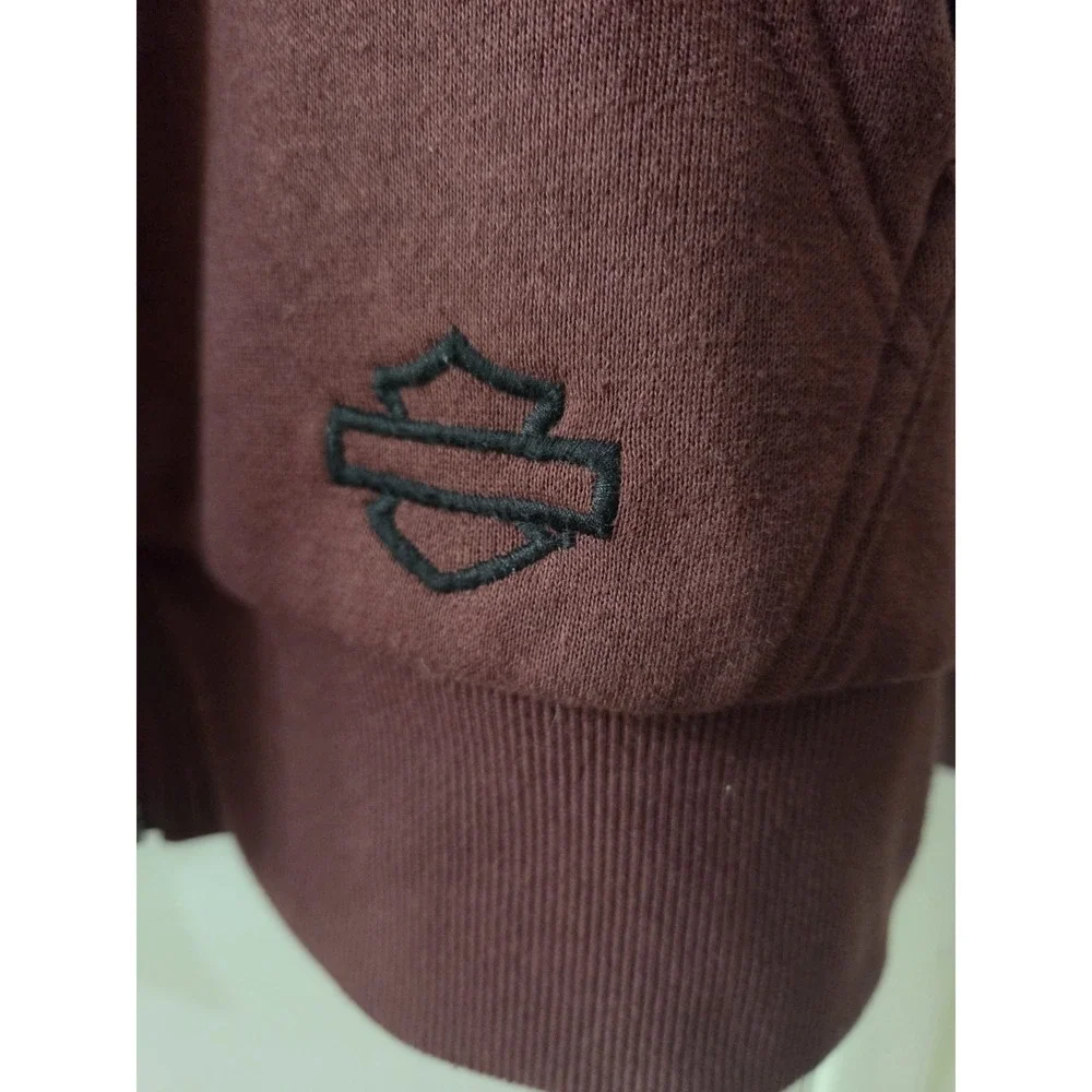 Womans Harley Davidson Full Zip Fleece Thick Maroon Hoodie Jacket XL